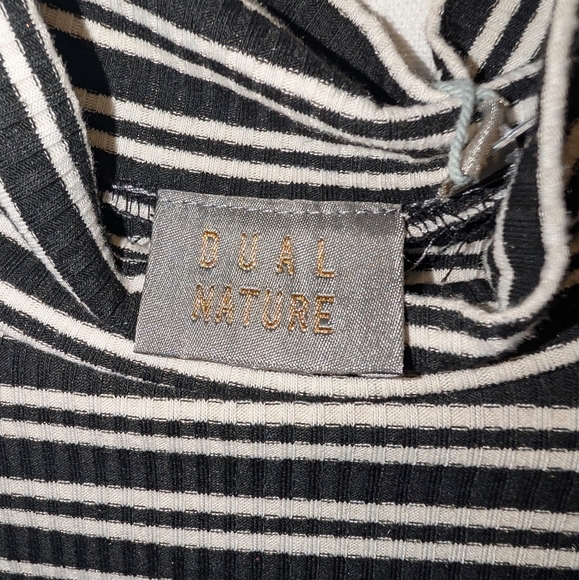 Dual Nature Striped Black and White Turtleneck Midi Dress Medium - Picture 6 of 8